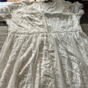 long white floral lace dress Bridesmaid cocktail party